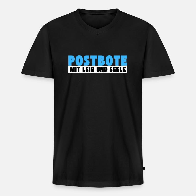 Postbote mit Leib und Seele - Männer Premium Bio T-Shirt mit V-Ausschnitt - Schwarz