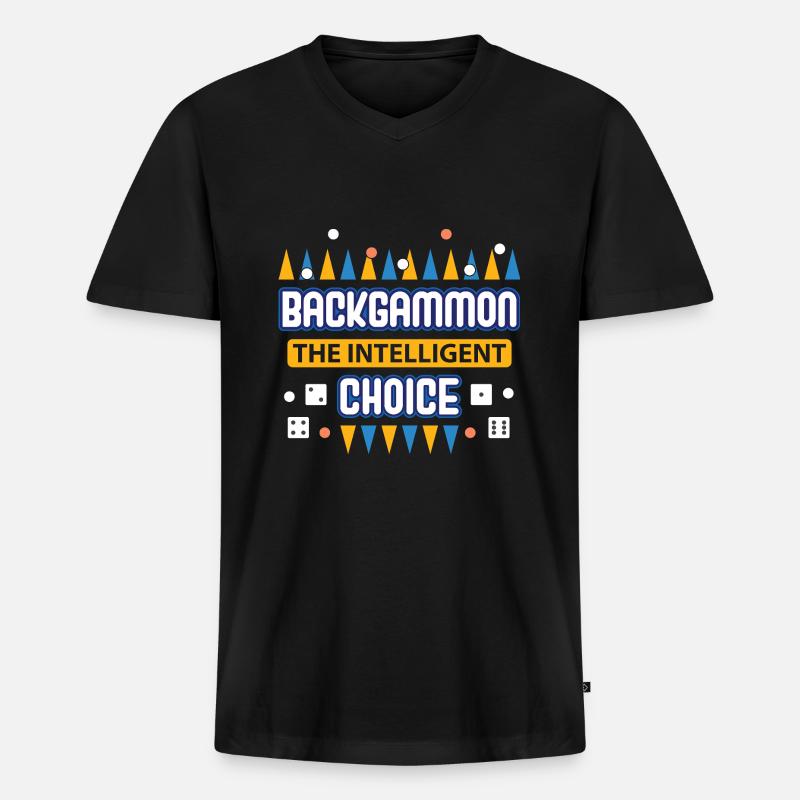 Backgammon Spiel - Männer Premium Bio T-Shirt mit V-Ausschnitt - Schwarz