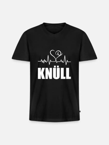 Heartbeat Knüll - Männer Premium Bio T-Shirt mit V-Ausschnitt - Schwarz