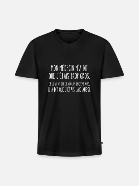 deuxième avis - T-shirt encolure en V Premium bio Homme - noir