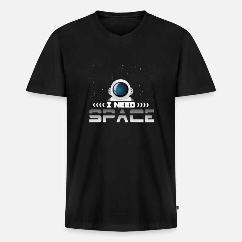 Astronaut I need Space - Männer Premium Bio T-Shirt mit V-Ausschnitt - Schwarz