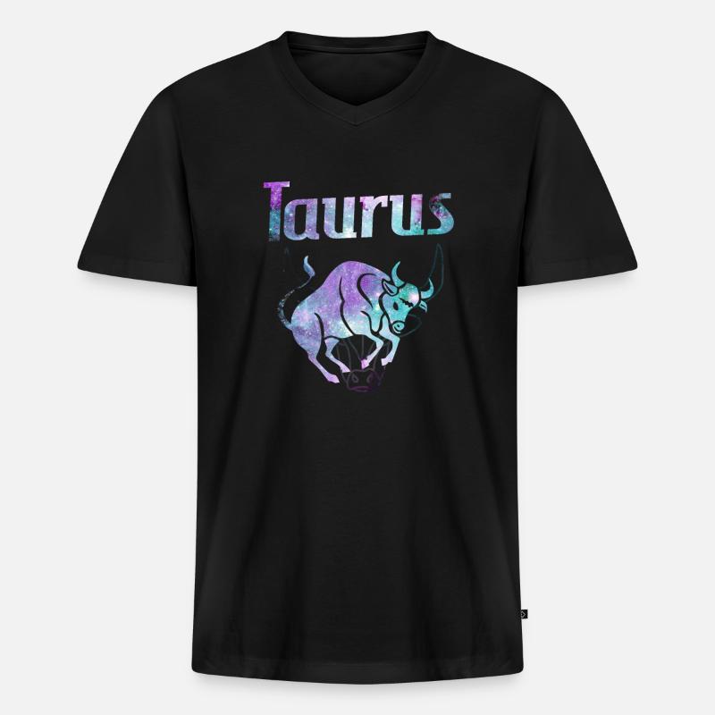 Sternzeichen Stier Taurus - Männer Premium Bio T-Shirt mit V-Ausschnitt - Schwarz