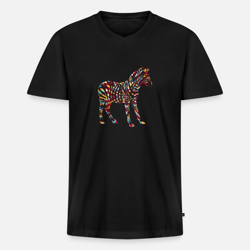 Afrika buntes Zebra - Männer Premium Bio T-Shirt mit V-Ausschnitt - Schwarz