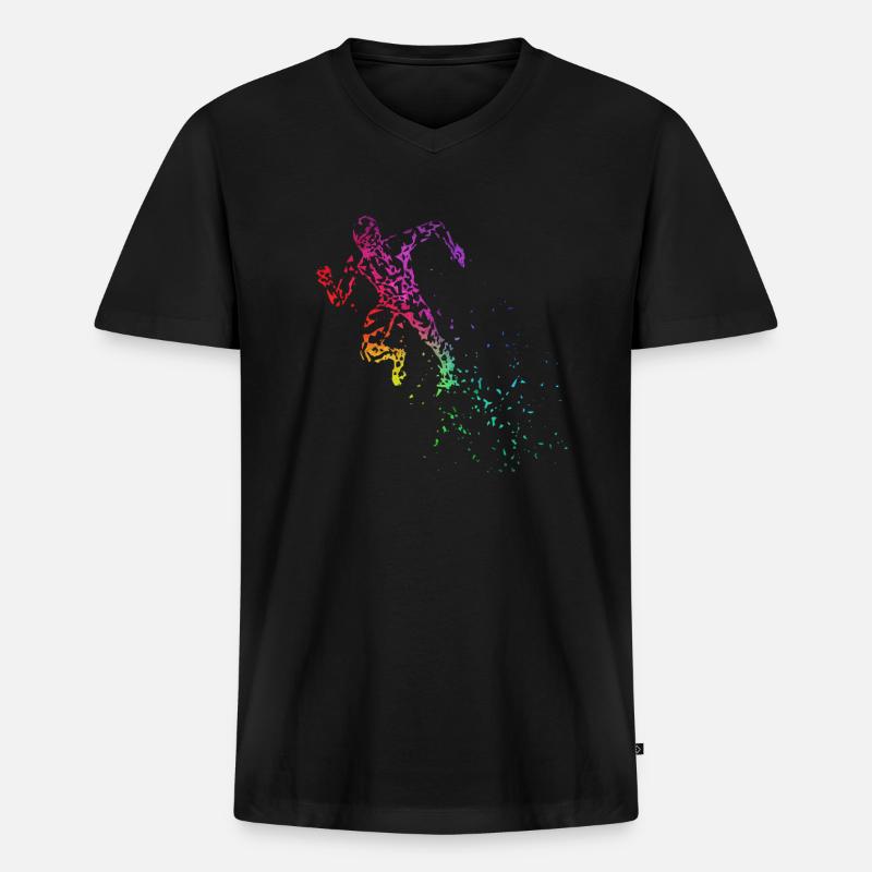 Leichtathletik Start Sprint Sprinter - Männer Premium Bio T-Shirt mit V-Ausschnitt - Schwarz