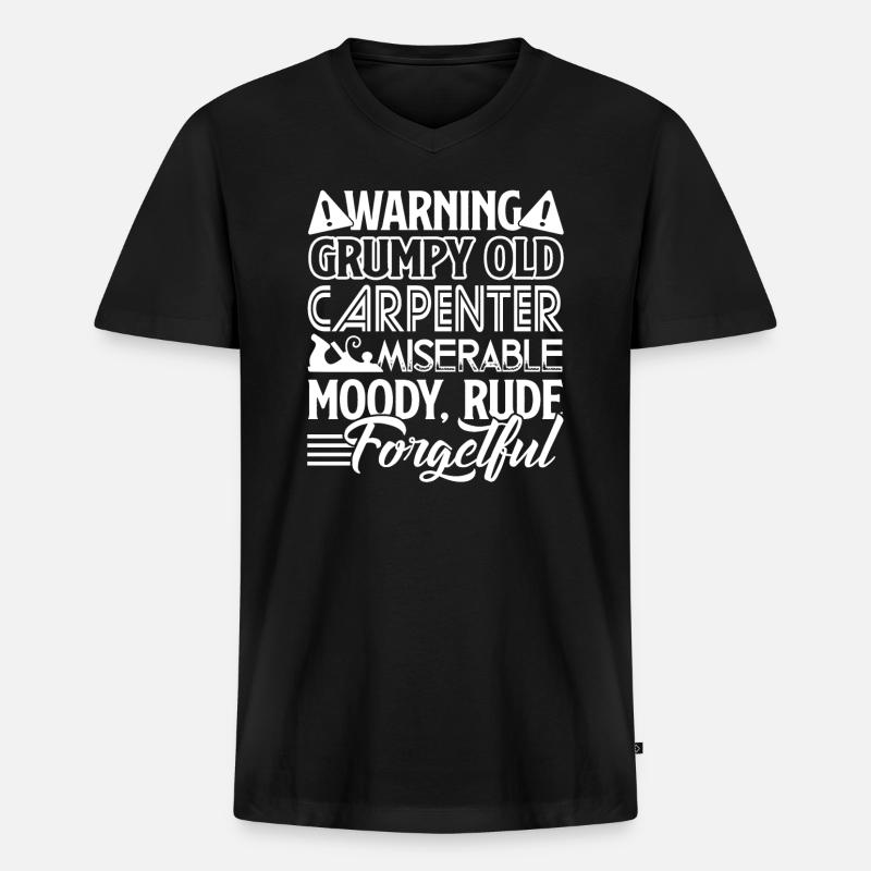 Carpenter Grumpy Old Carpenter - Men's Premium Organic T-shirt with V-neck - black