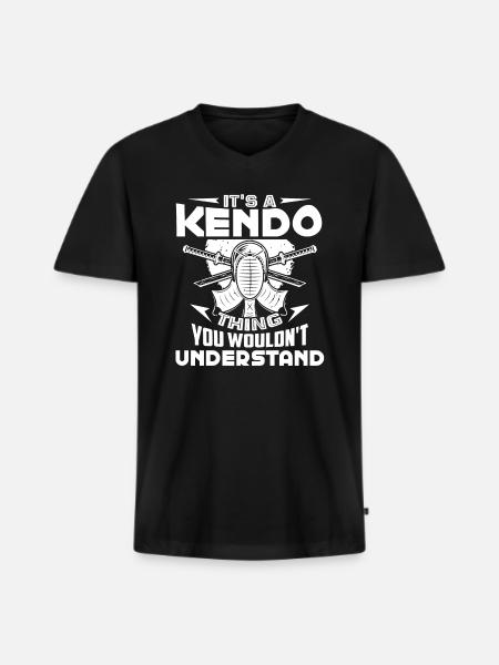 Kendo It's a Kendo Thing - Men's Premium Organic T-shirt with V-neck - black