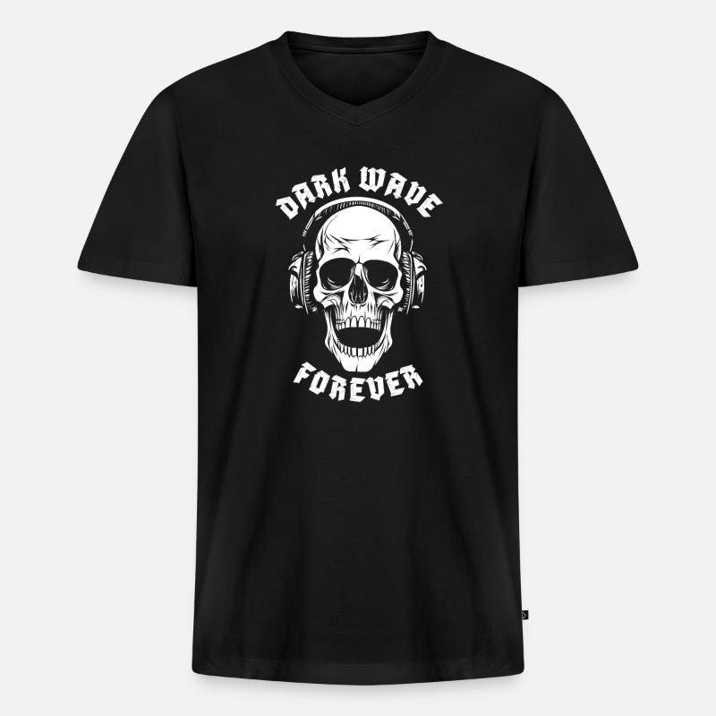 DARK WAVE FOREVER - Männer Premium Bio T-Shirt mit V-Ausschnitt - Schwarz