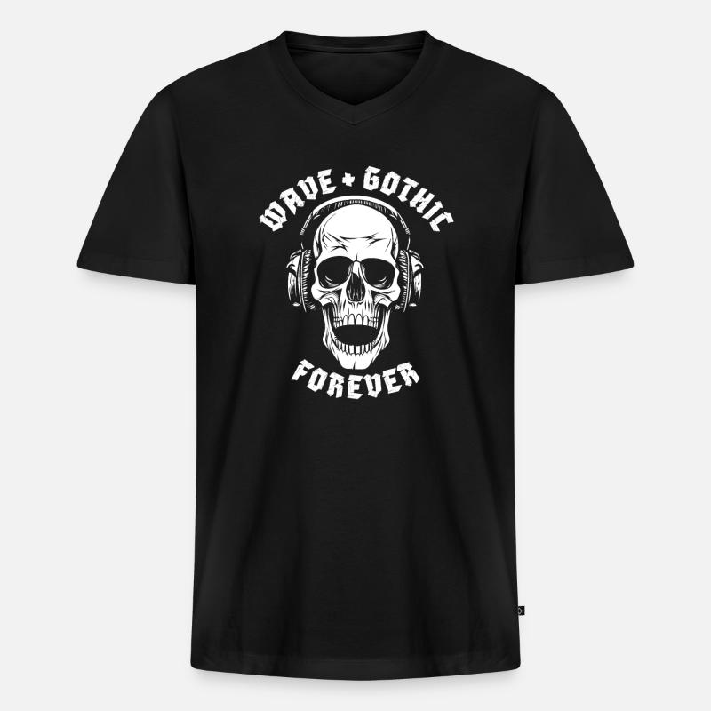 WAVE + GOTHIC FOREVER - Männer Premium Bio T-Shirt mit V-Ausschnitt - Schwarz