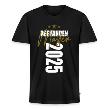 Master 2025 - Männer Premium Bio T-Shirt mit V-Ausschnitt - Schwarz - Vorne - Nico (187cm)