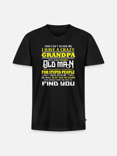 Crazy Grandpa Oldman Google Grandfather Pap Gift - Men's Premium Organic T-shirt with V-neck - black
