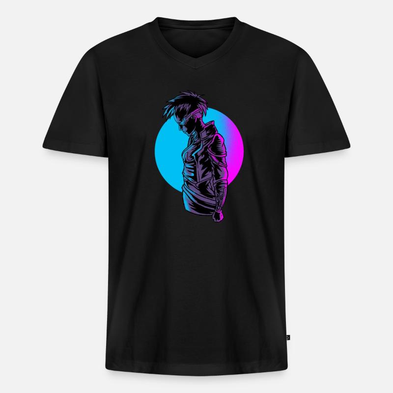 Cyborg-Mädchen-Roboter-Robotik-Rover-Android-Robo-Geschenk - Männer Premium Bio T-Shirt mit V-Ausschnitt - Schwarz