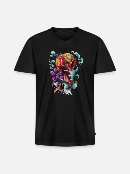 Koi Fish Cool Japanese Tattoo Japan Carp Gift Idea - Men's Premium Organic T-shirt with V-neck - black