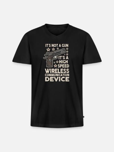 Det är inte en pistol meme roligt det är inte en pistol - Ekologisk premium-T-shirt med V-ringning herr - svart