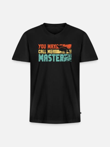 Call Me Master Graduation School College Degree - Ekologiczna męska koszulka z dekoltem w serek Premium - czarny