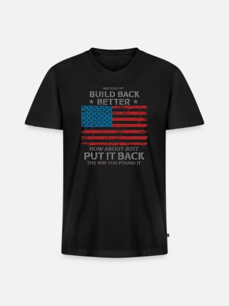 Instead Of Build Back - Men's Premium Organic T-shirt with V-neck - black