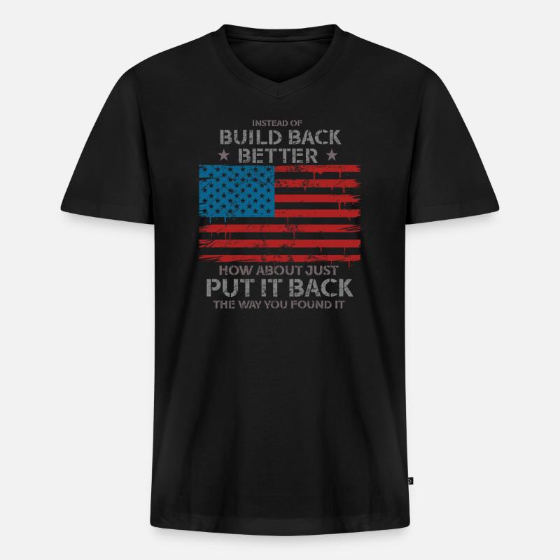 Instead Of Build Back - Männer Premium Bio T-Shirt mit V-Ausschnitt - Schwarz
