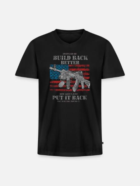 Instead Of Build Back - Men's Premium Organic T-shirt with V-neck - black