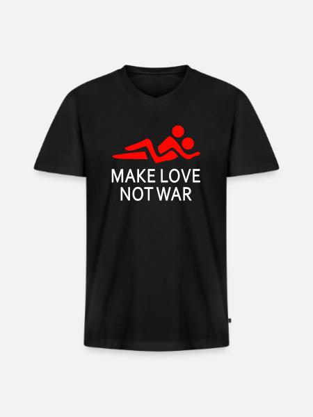 Make Love Not War - Men's Premium Organic T-shirt with V-neck - black
