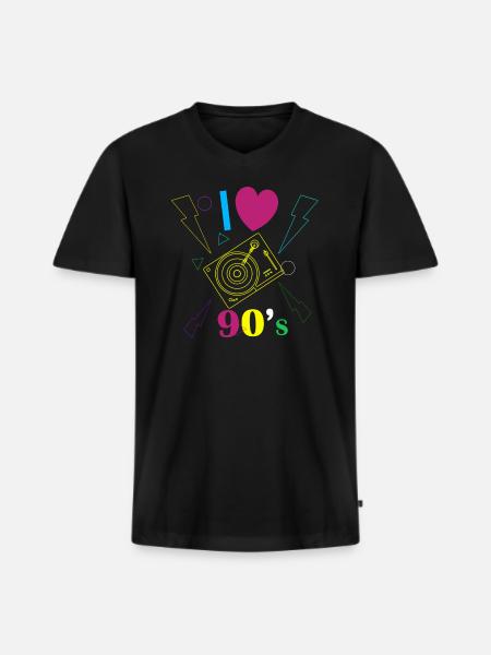 1990'erne 90'erne I Heart Nineties I Love the 90's Old - Premium økologisk T-shirt med V-hals til mænd - sort