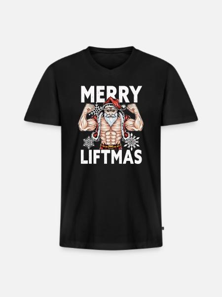 Merry Liftmas - Entraînement de gymnastique de noël pour culturistes - T-shirt encolure en V Premium bio Homme - noir