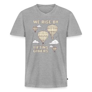 We Rise By Lifting Others Inspirational Quote - Männer Premium Bio T-Shirt mit V-Ausschnitt - Grau meliert - Vorne