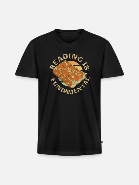 Reading Is Fundamental - Men's Premium Organic T-shirt with V-neck - black