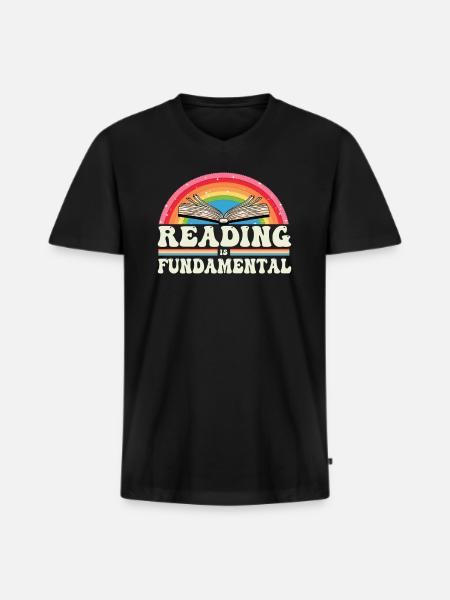 Reading Is Fundamental - Männer Premium Bio T-Shirt mit V-Ausschnitt - Schwarz