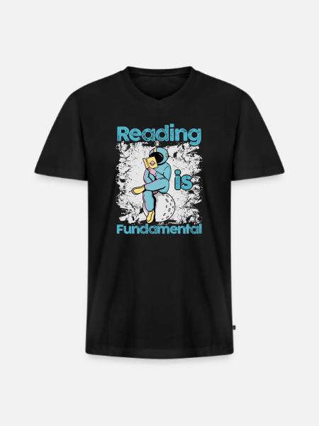 Reading Is Fundamental - Men's Premium Organic T-shirt with V-neck - black
