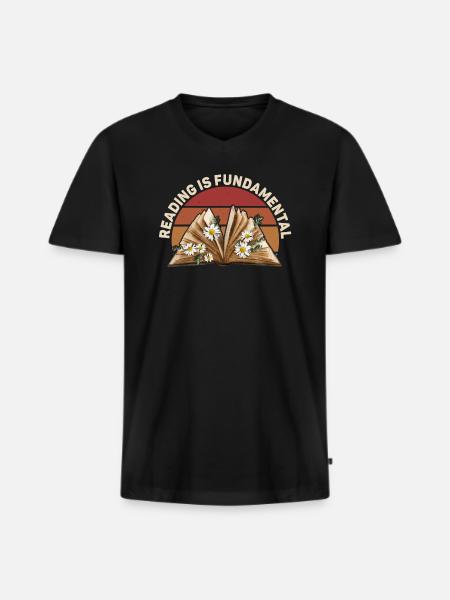 Reading Is Fundamental - Men's Premium Organic T-shirt with V-neck - black