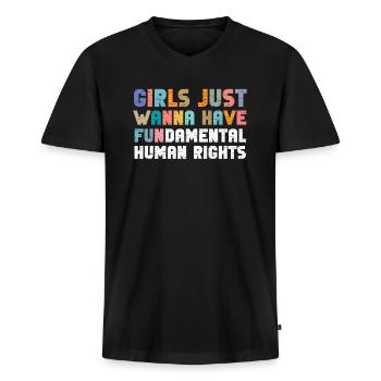 Girls Just Wanna Have Fundamental Human Rights - Männer Premium Bio T-Shirt mit V-Ausschnitt - Schwarz - Vorne - Nico (187cm)