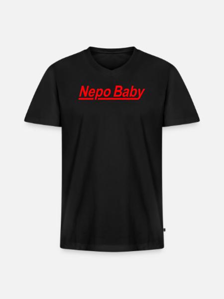 Népotisme Nepo Bébé - T-shirt encolure en V Premium bio Homme - noir