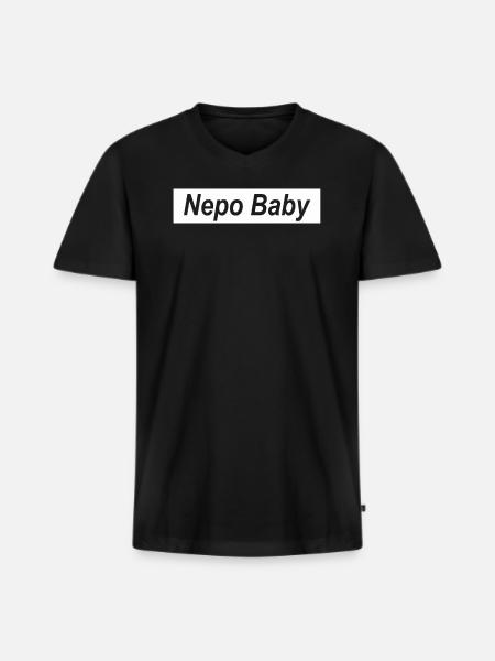 Népotisme Nepo Bébé - T-shirt encolure en V Premium bio Homme - noir