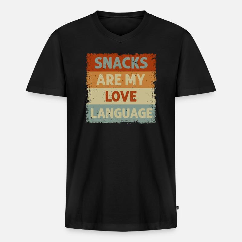 Snacks sind meine Liebessprache - Männer Premium Bio T-Shirt mit V-Ausschnitt - Schwarz