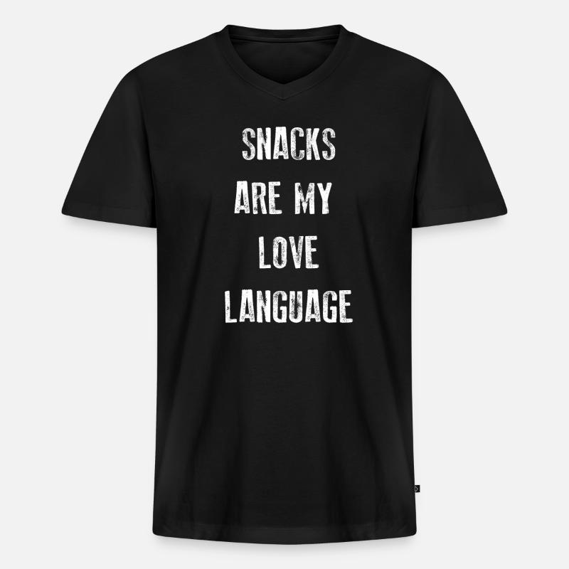 Snacks sind meine Liebessprache - Männer Premium Bio T-Shirt mit V-Ausschnitt - Schwarz