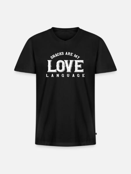 Snacks Are My Love Language - Men's Premium Organic T-shirt with V-neck - black