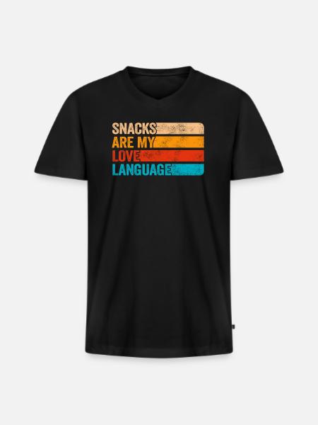 Snacks Are My Love Language - Men's Premium Organic T-shirt with V-neck - black