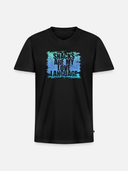 Snacks sind meine Liebessprache - Männer Premium Bio T-Shirt mit V-Ausschnitt - Schwarz