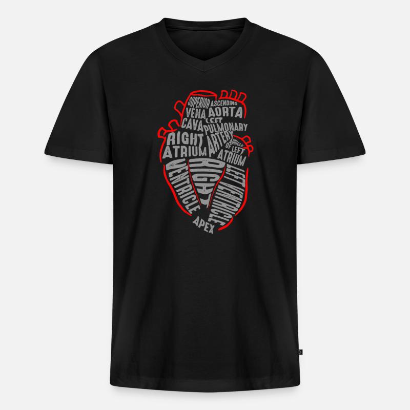 Teile des Herzens - Männer Premium Bio T-Shirt mit V-Ausschnitt - Schwarz