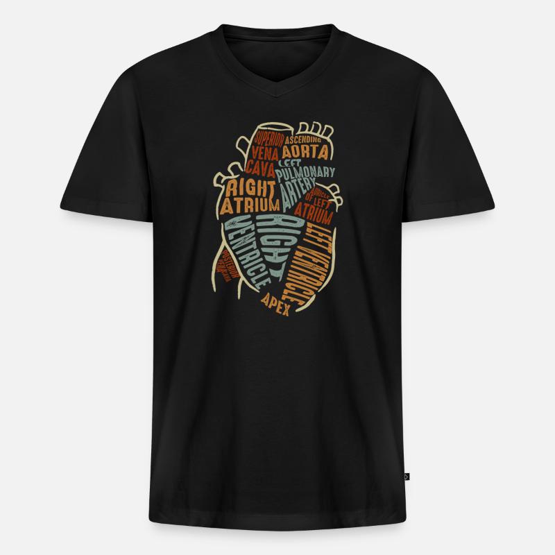 Teile des Herzens - Männer Premium Bio T-Shirt mit V-Ausschnitt - Schwarz