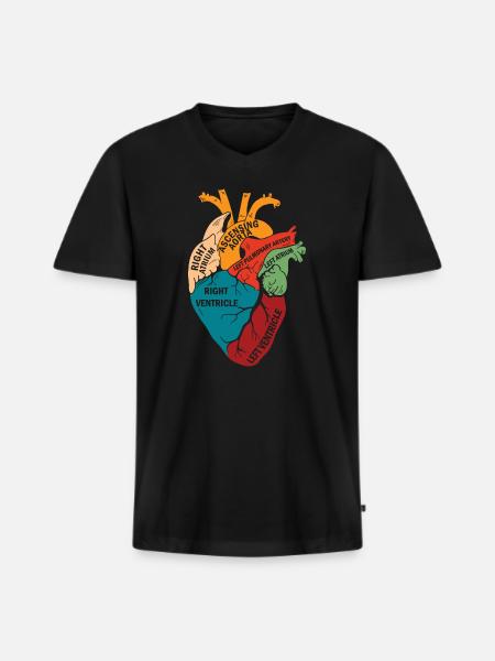 Parts Of Heart - Men's Premium Organic T-shirt with V-neck - black