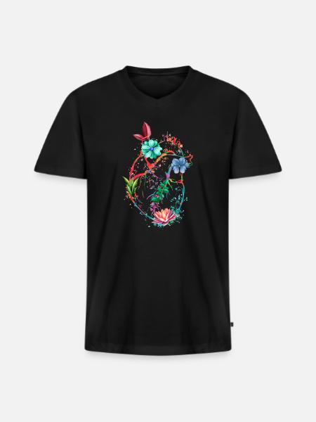 Anatomical Heart And Flowers - Men's Premium Organic T-shirt with V-neck - black