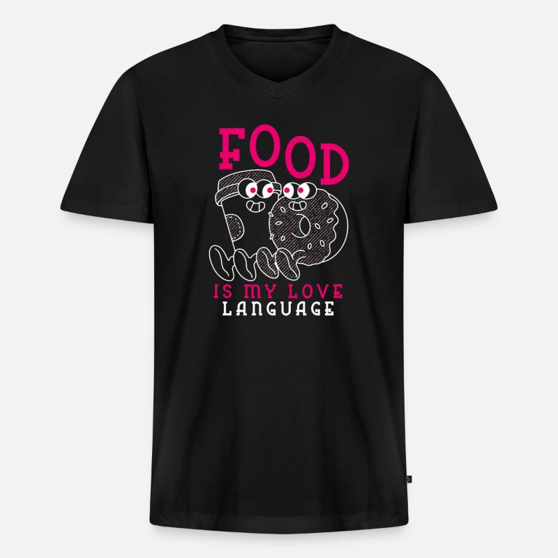 Essen ist meine Liebessprache - Männer Premium Bio T-Shirt mit V-Ausschnitt - Schwarz
