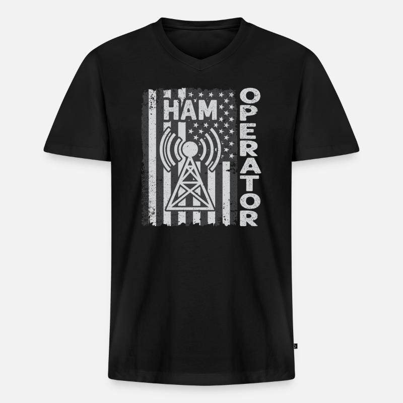 Ham Operator US-Flagge - Männer Premium Bio T-Shirt mit V-Ausschnitt - Schwarz