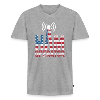 Ham Operator US-Flagge - Männer Premium Bio T-Shirt mit V-Ausschnitt - Grau meliert - Vorne