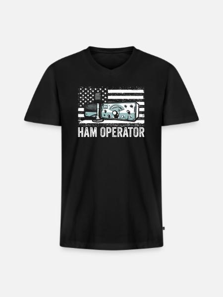 Ham Operator US Flag - Men's Premium Organic T-shirt with V-neck - black