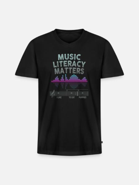 Music Literacy Matters - Men's Premium Organic T-shirt with V-neck - black