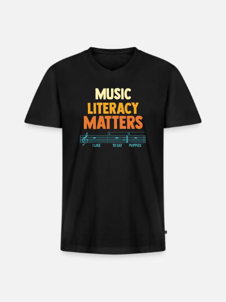 Music Literacy Matters - Men's Premium Organic T-shirt with V-neck - black