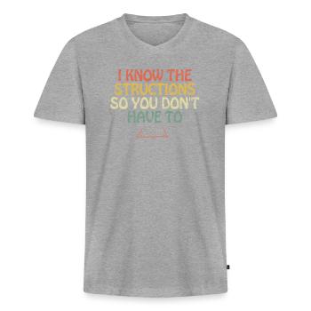 Je connais les structures pour que vous n’ayez pas à le faire - T-shirt encolure en V Premium bio Homme - gris chiné - Devant
