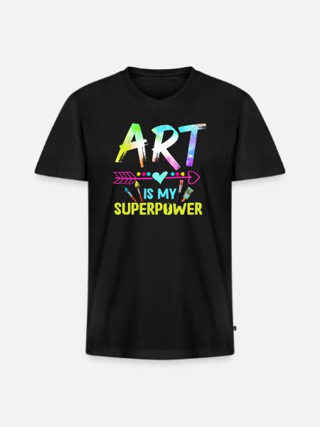 Art Is My Superpower - Men's Premium Organic T-shirt with V-neck - black