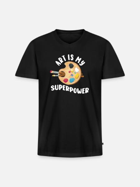 Art Is My Superpower - Men's Premium Organic T-shirt with V-neck - black